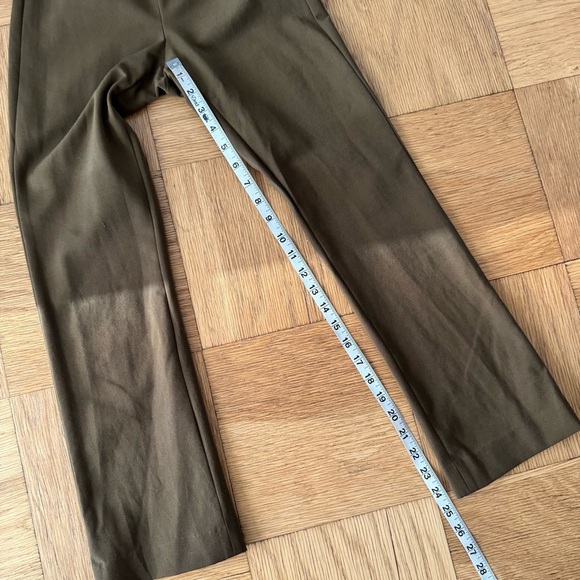 Vince XS High-Rise Stretch Flare Crop Pants Olive Night Green Work Career - Picture 11 of 12